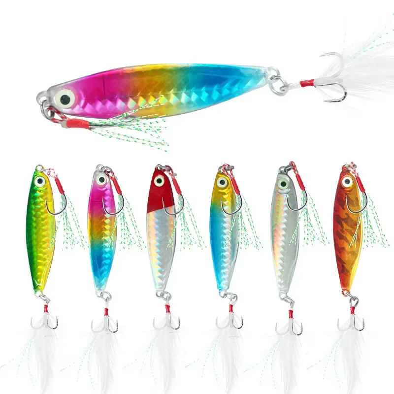 Señuelo Vib con Plumas y Placa de Hierro para Pesca Marina - imagen 3