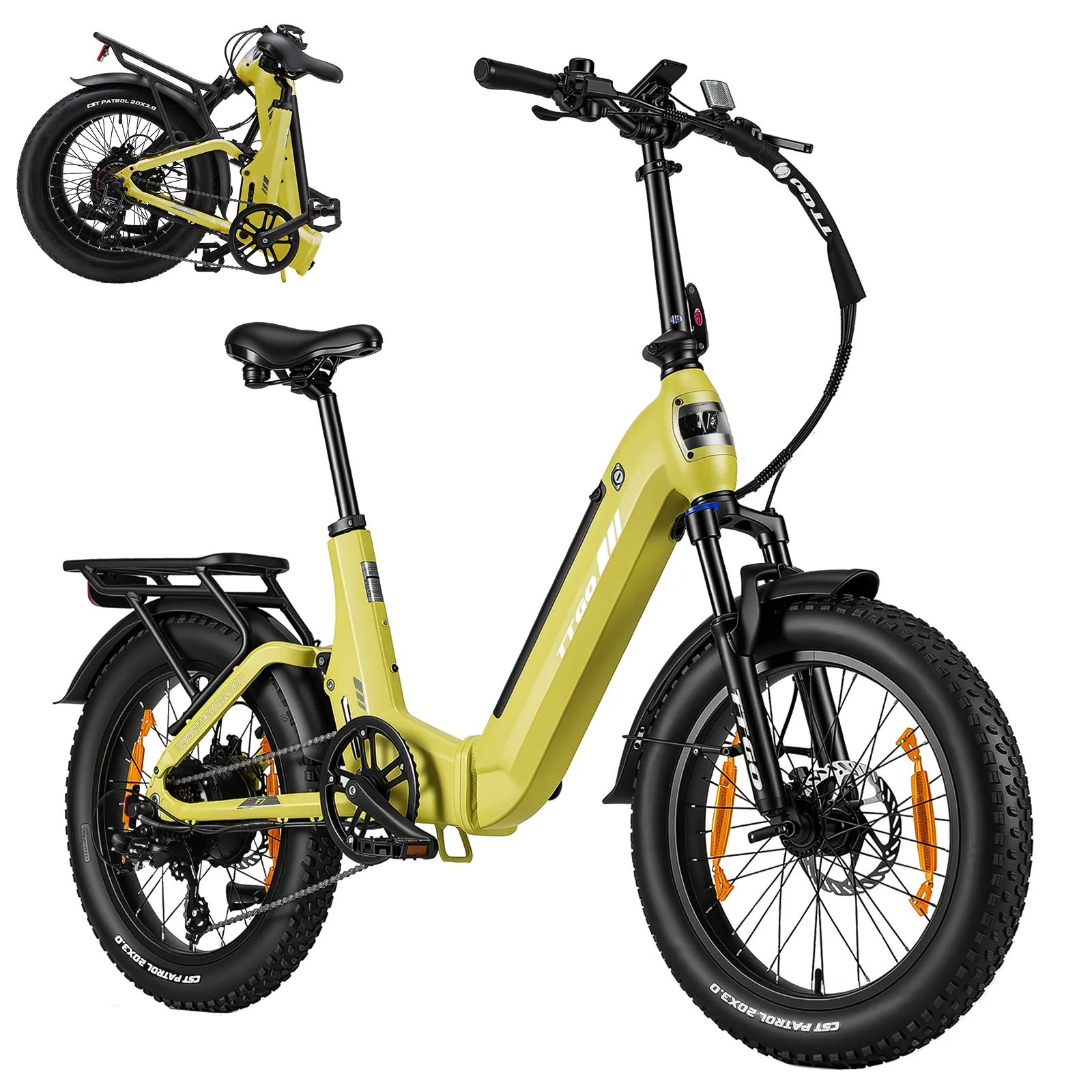 TTGO Bicicleta eléctrica plegable con neumáticos gruesos y sensor par