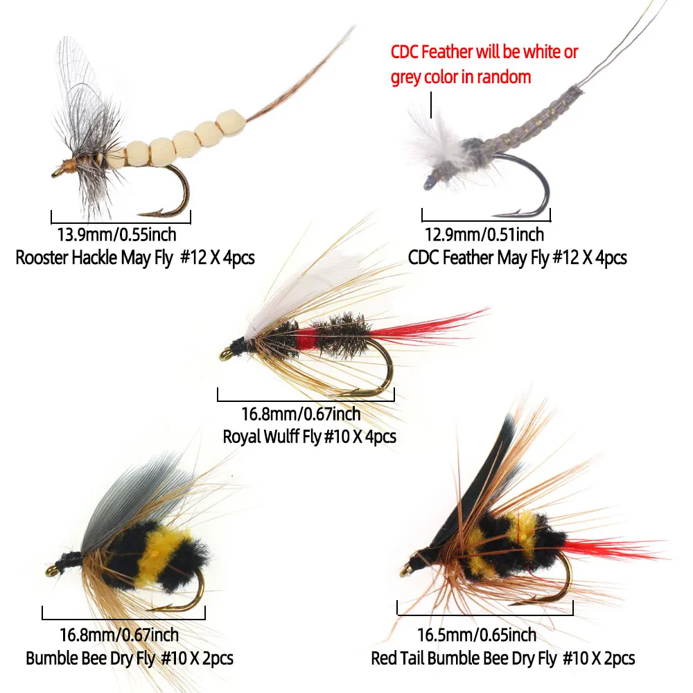Detalle de moscas con diferentes patrones y tamaños