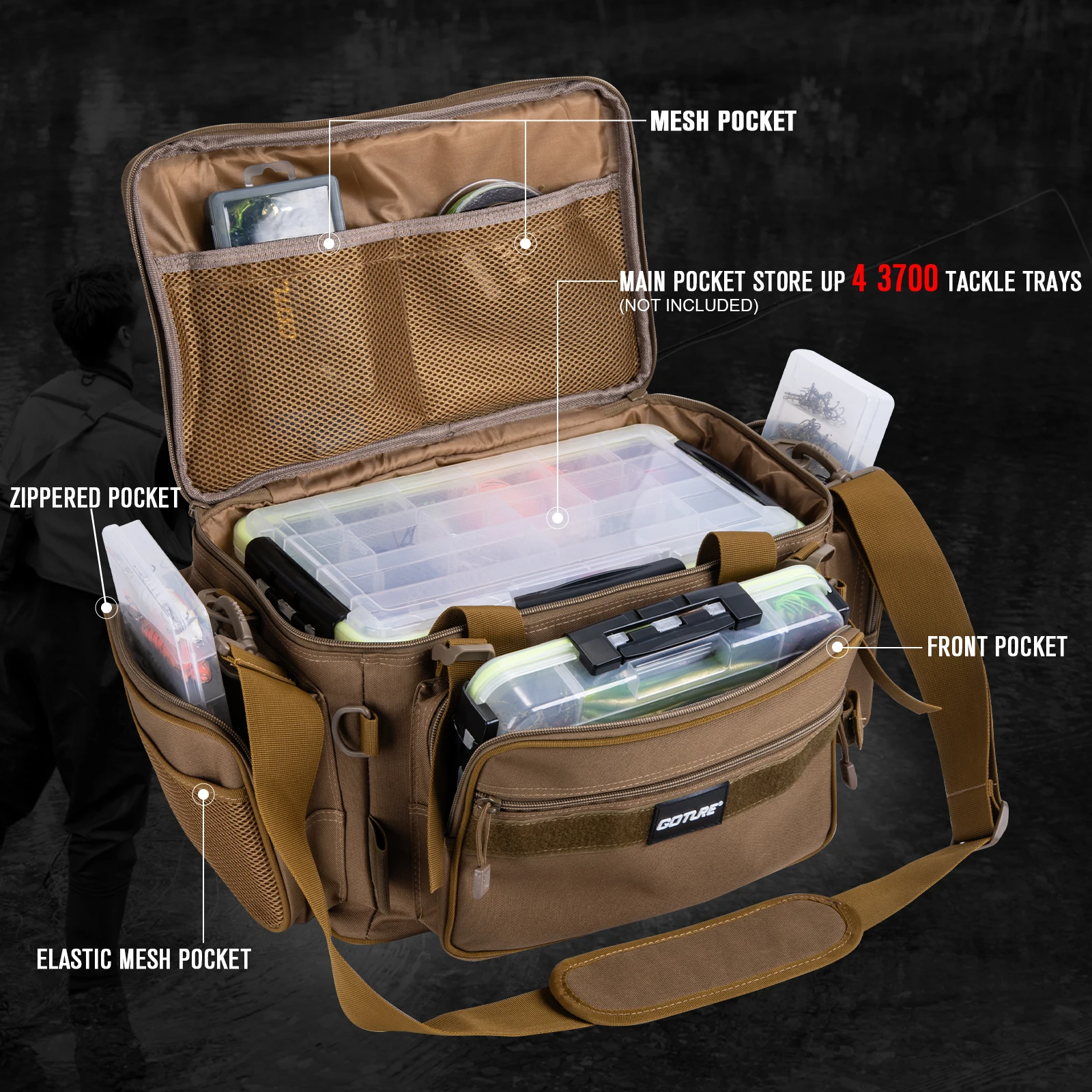 Goture Bolsa impermeable de pesca con soporte para cañas - imagen 5
