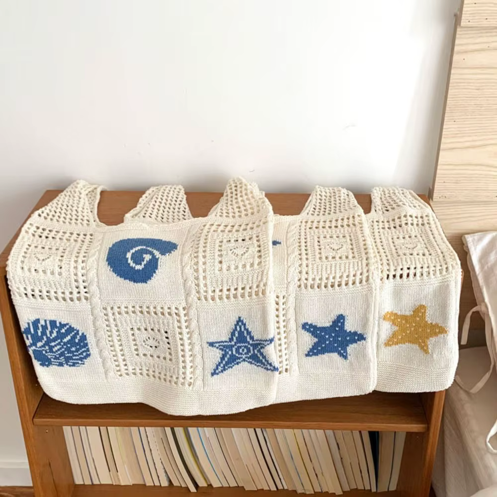 Bolso de Playa Tejido con Estrella de Mar – Tipo Cubo - imagen 5