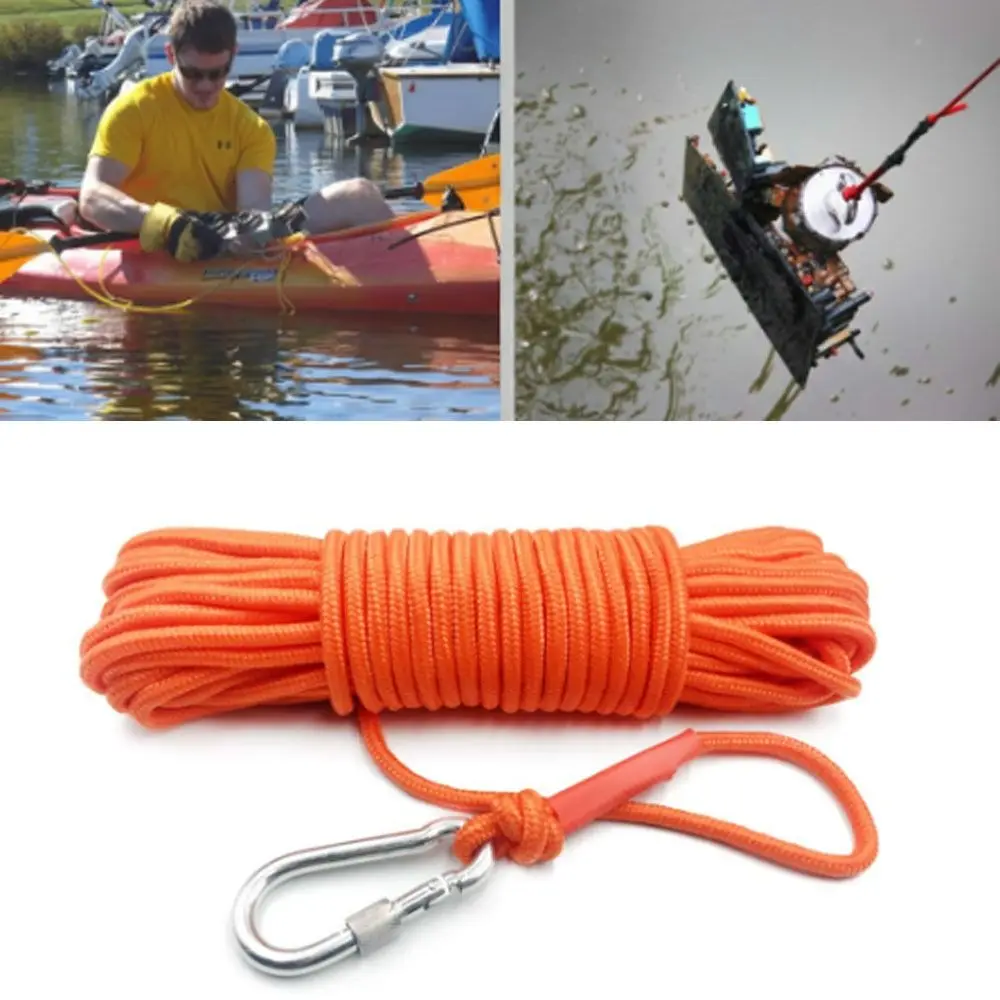 Cuerda de pesca flotante de nailon naranja con mosquetón para anclaje - imagen 3