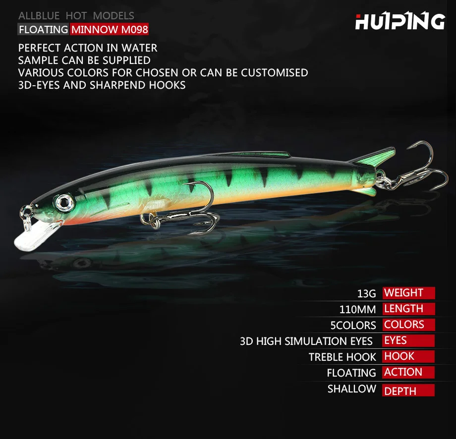 Señuelos de Pesca Flotantes tipo minnow 110mm 12g
