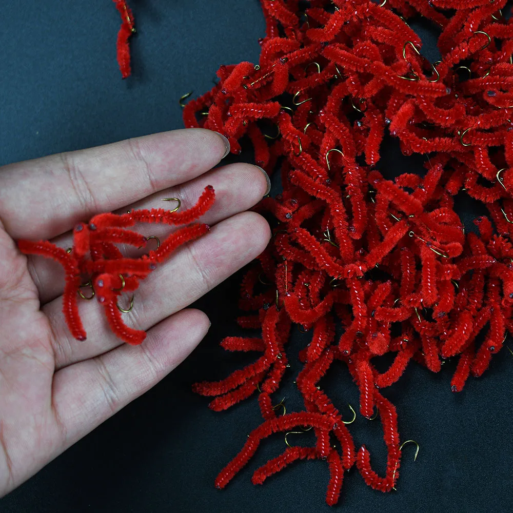 Moscas para salmón Juan Worms tipo pupa con rayas rojas - imagen 2
