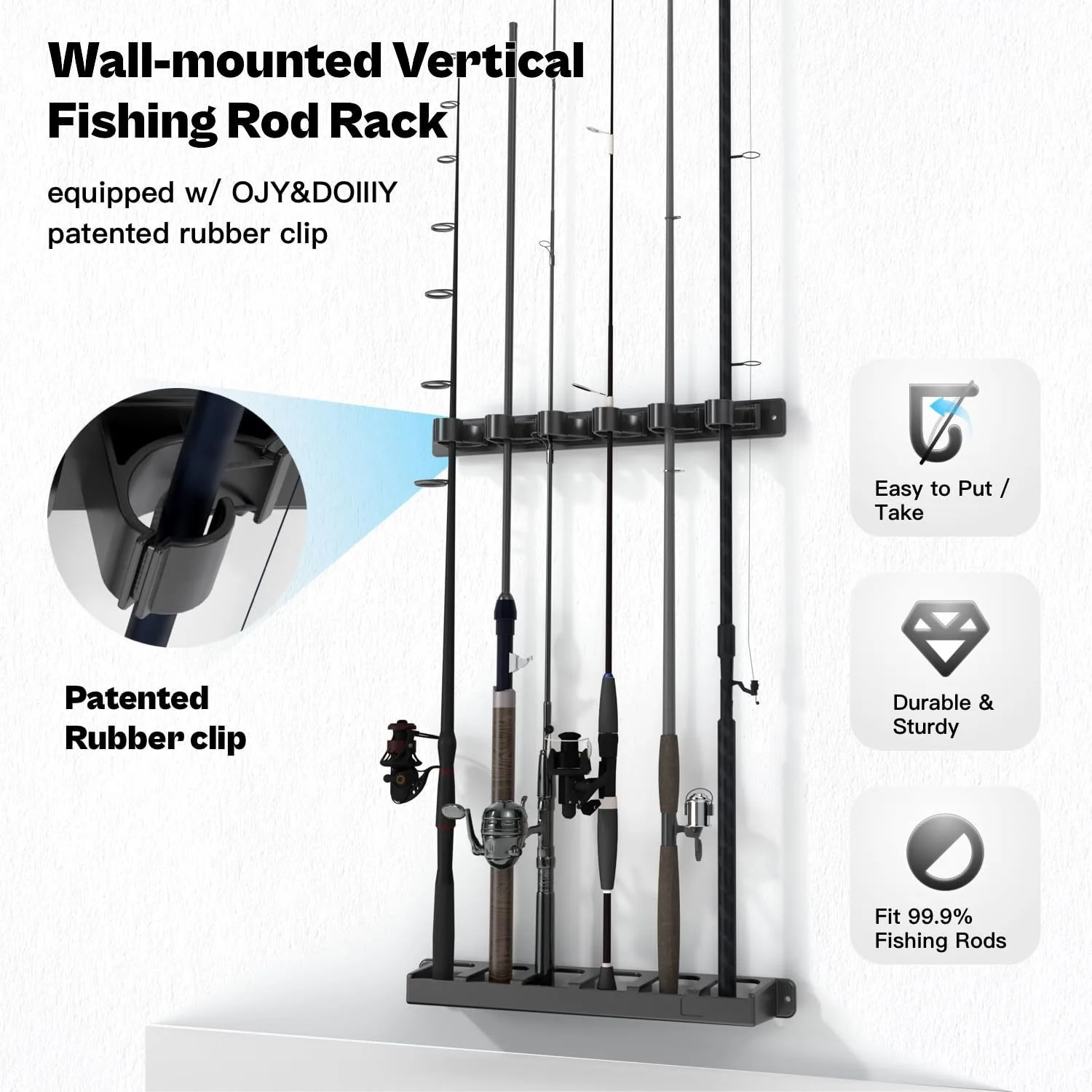 Soporte vertical para cañas QAJTAO con abrazadera universal de pie - imagen 4