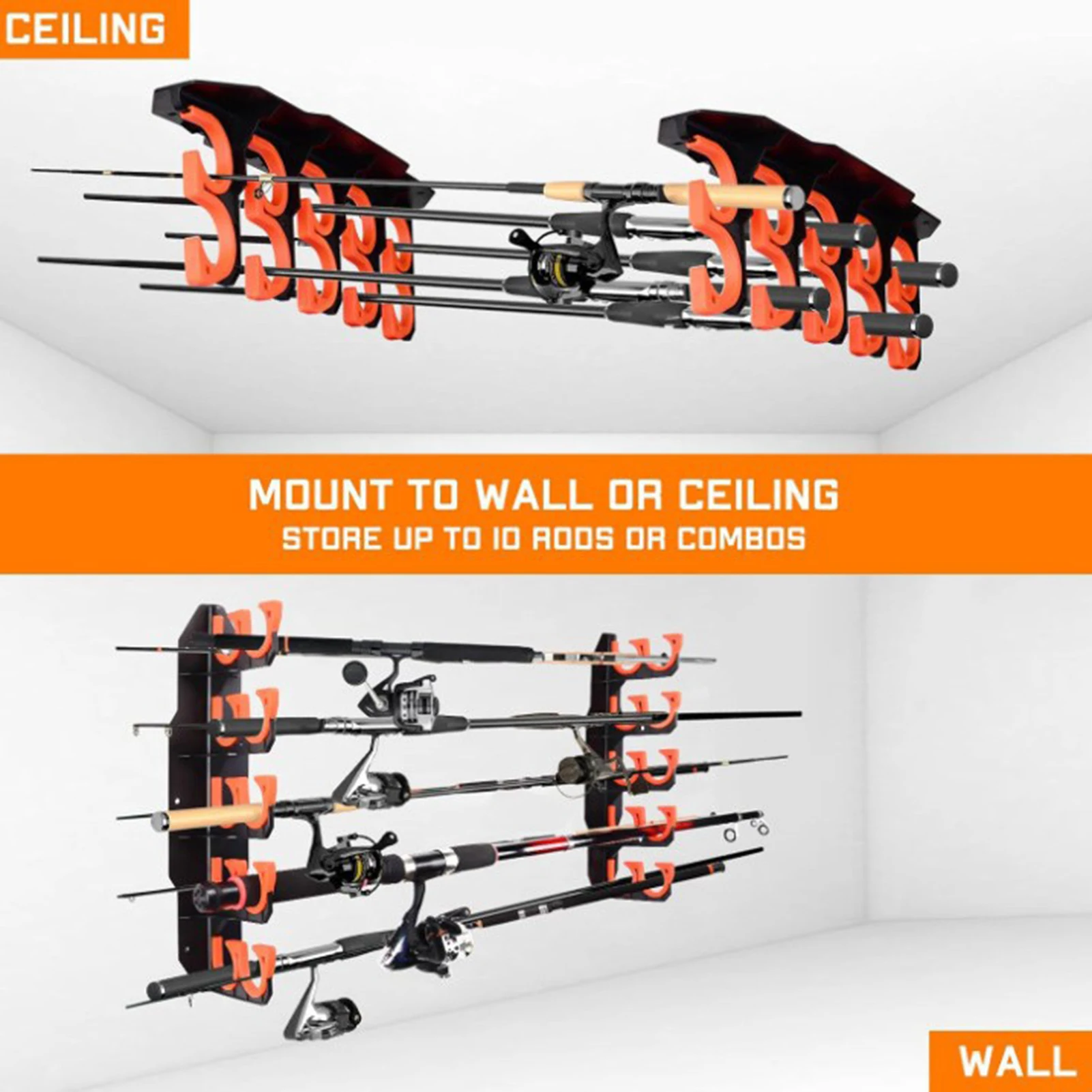 Soporte para cañas de pescar en pared: estante antideslizante duradero - imagen 3