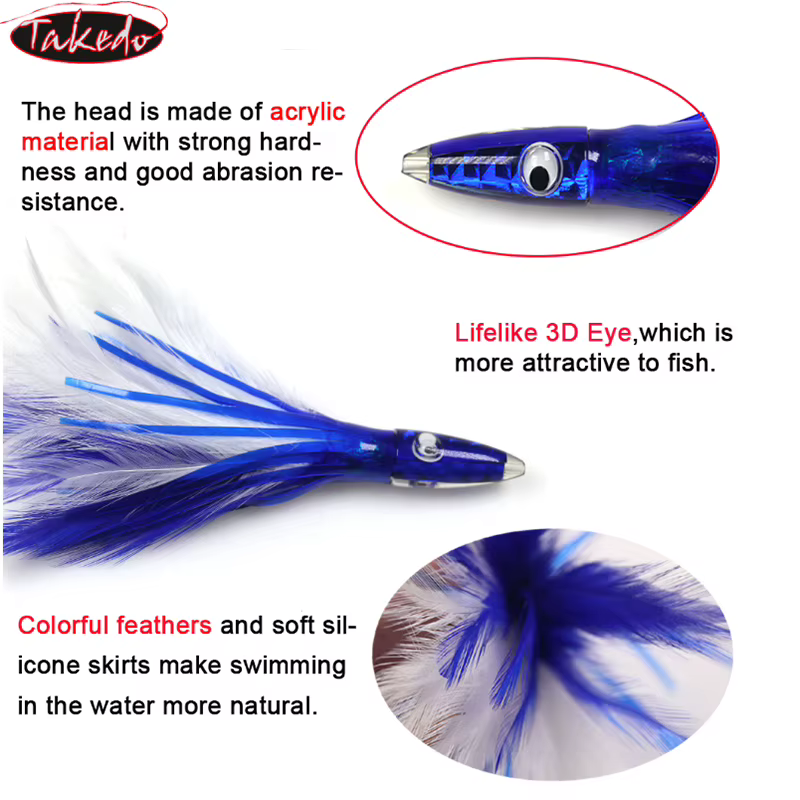 TAKEDO SP02 Jig Trolling 140mm 32g para atún falda plumas - imagen 5