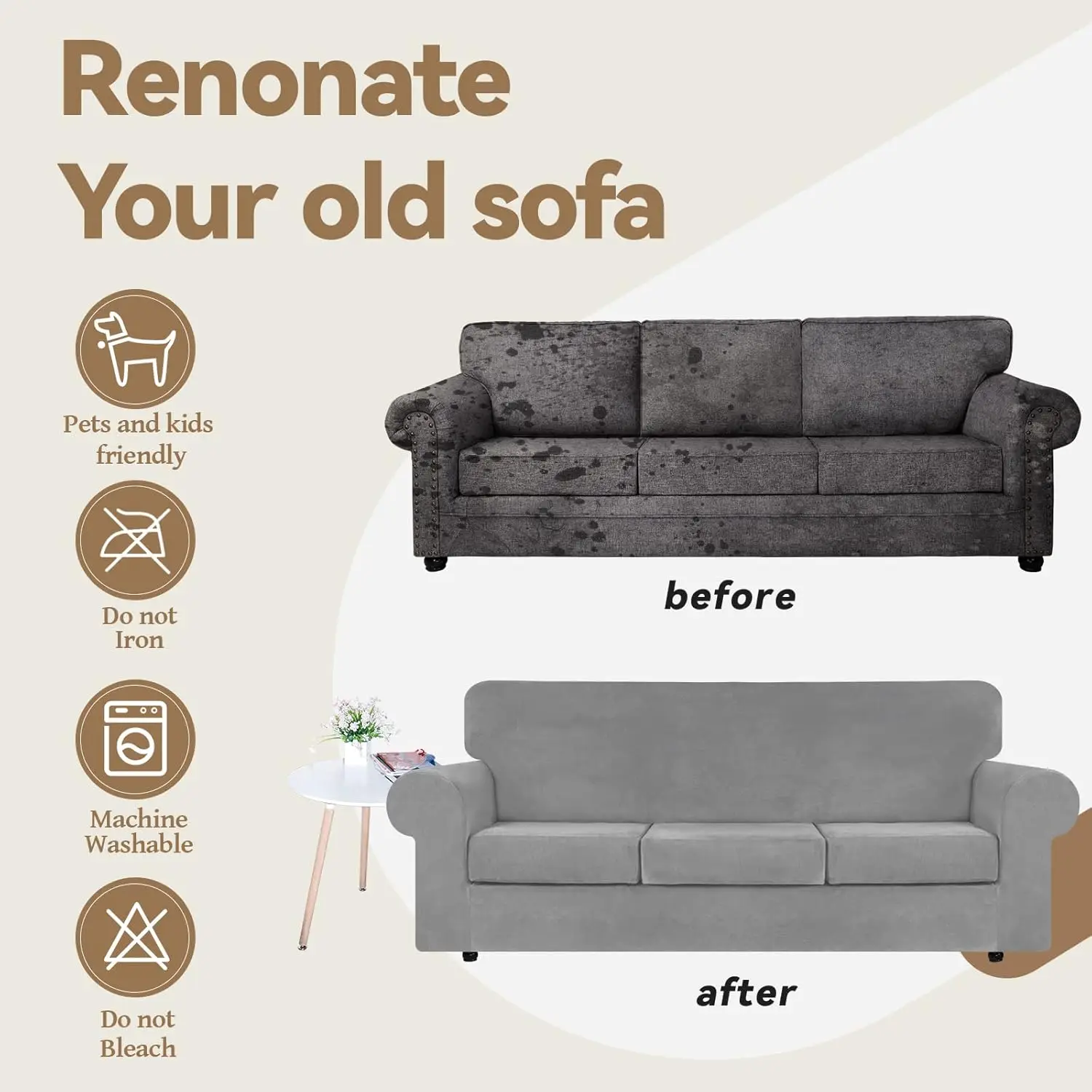 Fundas de sofá de terciopelo elástico – Protection para muebles Chesterfield - imagen 4