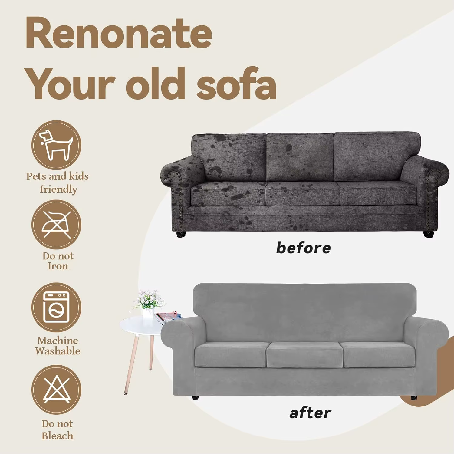 Fundas de sofá de terciopelo elástico – Protection para muebles Chesterfield - imagen 4