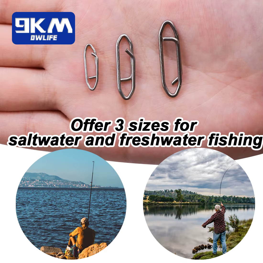 Conector acero inoxidable para señuelos – Clips pesca agua salada y dulce - imagen 5