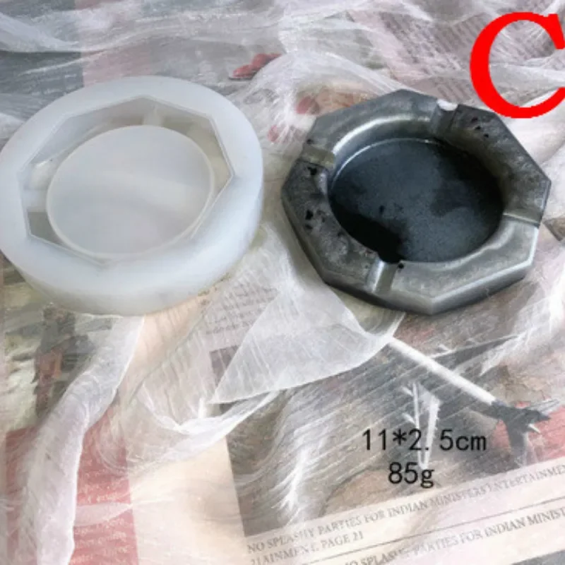 Molde de silicona para cenicero con resina en forma corazón y cuadrado
