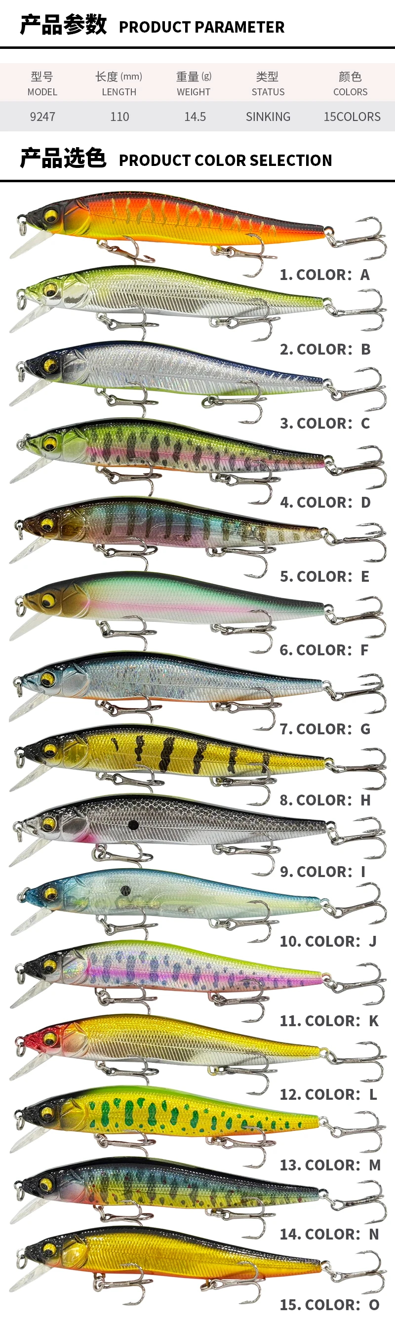 Acción de nado tipo minnow