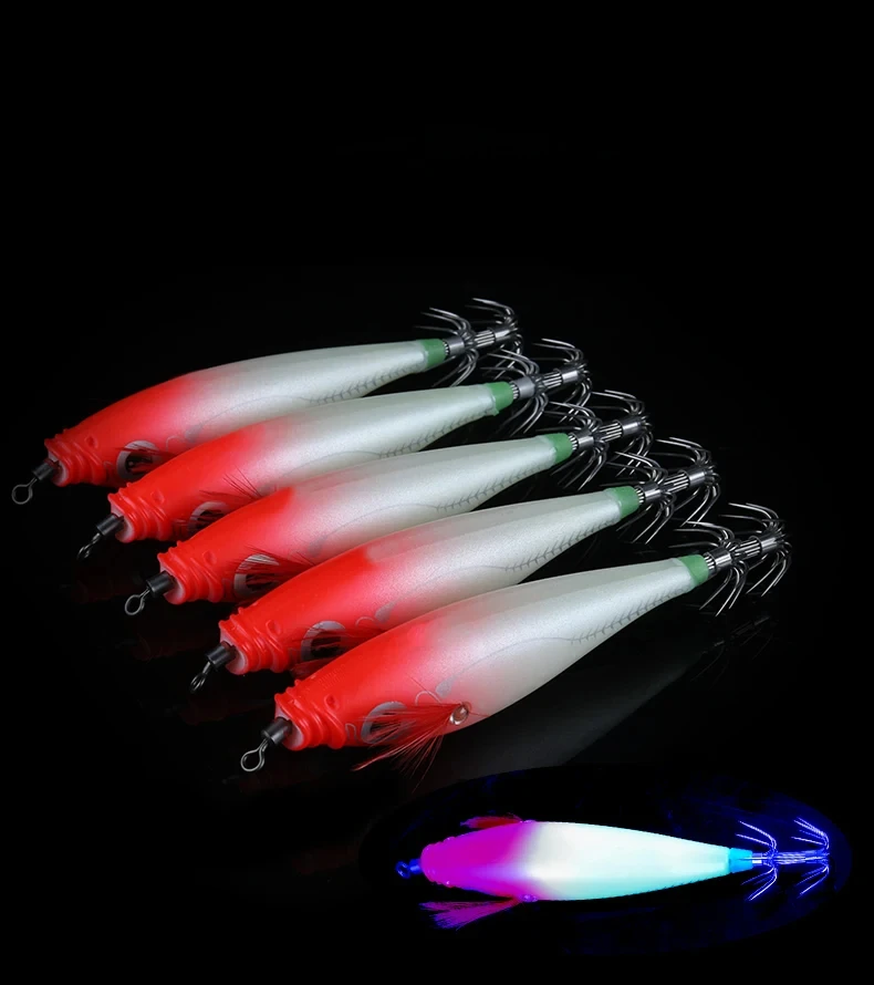 Señuelos de madera UV horizontales para pesca en agua salada