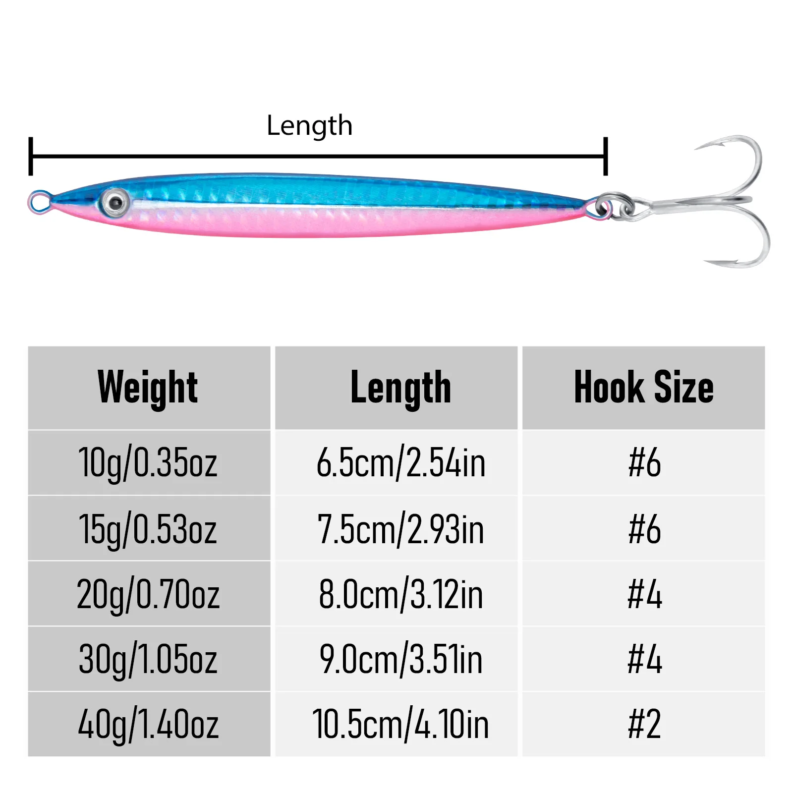 Señuelos metálicos de jigging con acabado reflectante y anzuelo triple