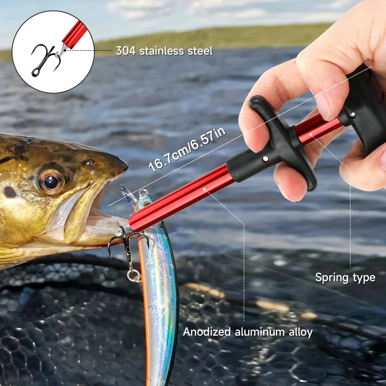 Operación con una sola mano durante la pesca