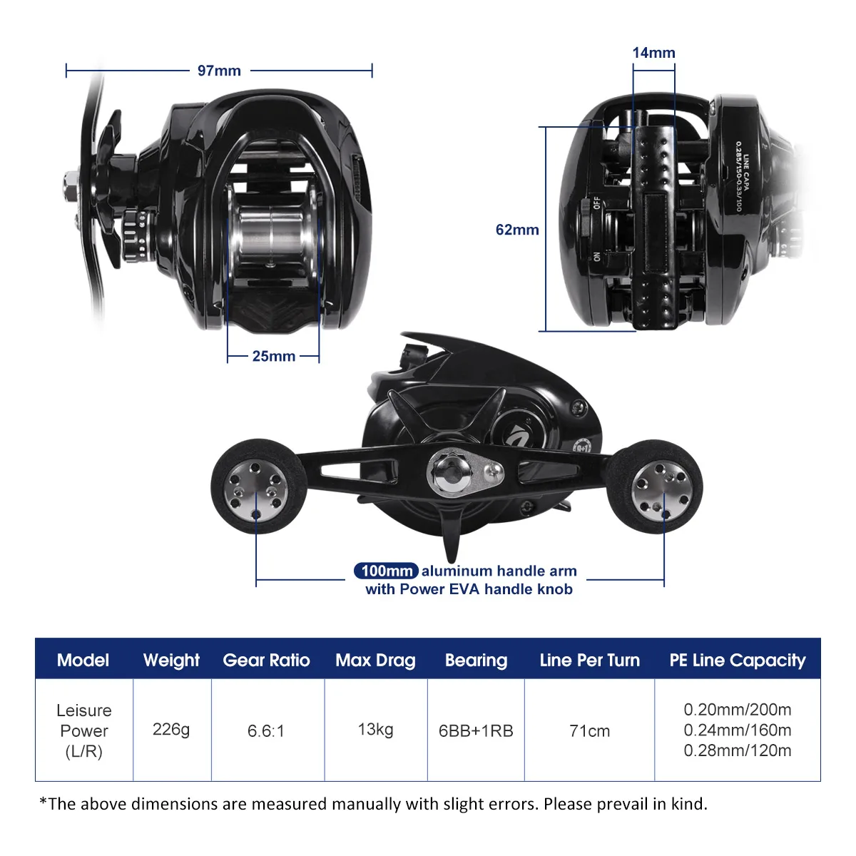 Carrete Lanzadera Noeby-Predator 6.6:1 – Perfil bajo aluminio 13 kg arrastre - imagen 5