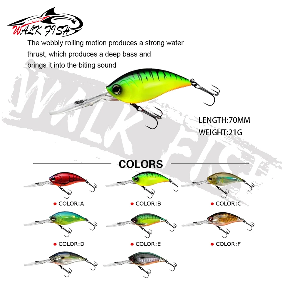 WALK FISH Señuelo crank flotante 70-75 mm para mar y trucha - imagen 2