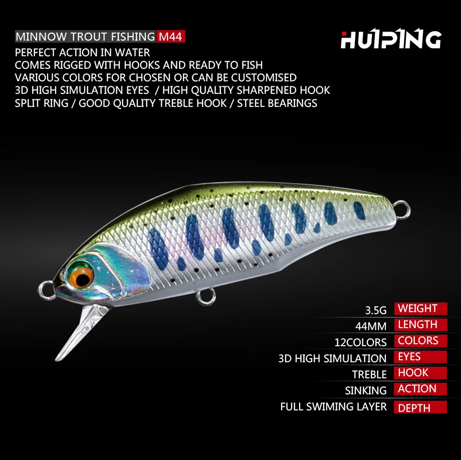 Señuelo de pesca shynapack Minnow Wobbler 44mm vista superior