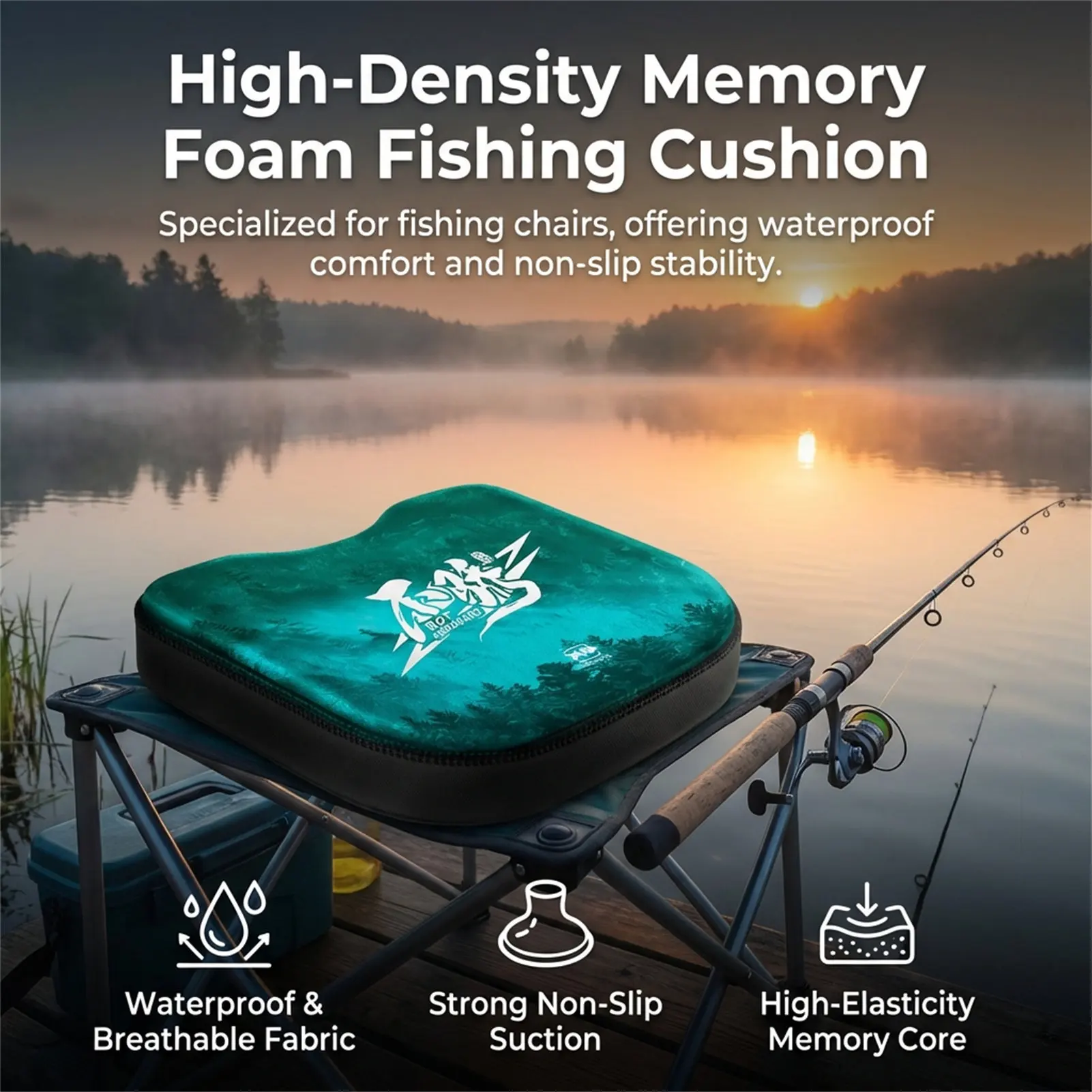 Cojín para silla de pesca DKSHETOY con ventosas antideslizantes