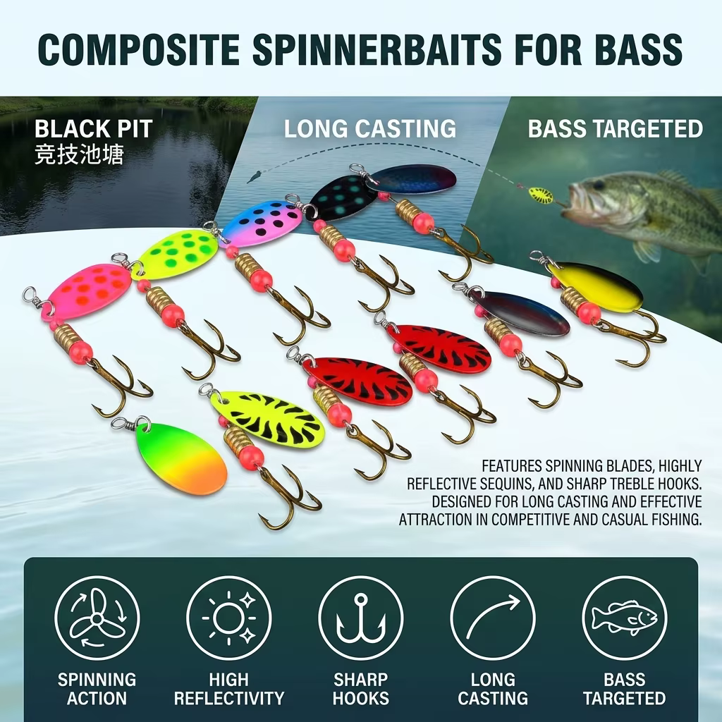 Spinnerbait de aleación con lentejuelas y anzuelos triples - imagen 3