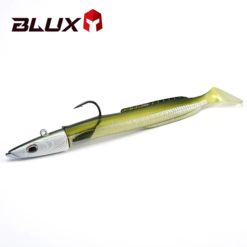 Happy Sandeel BLUX – Vinilo con cabeza Jig y cola paleta para mar