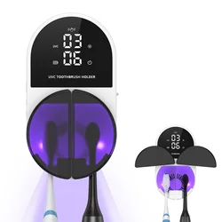 Esterilizador UV-C Doble para Cepillos de Dientes con Reloj LED