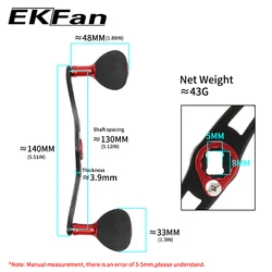 Manivela de carrete EKFan para baitcasting con doble perilla aluminio