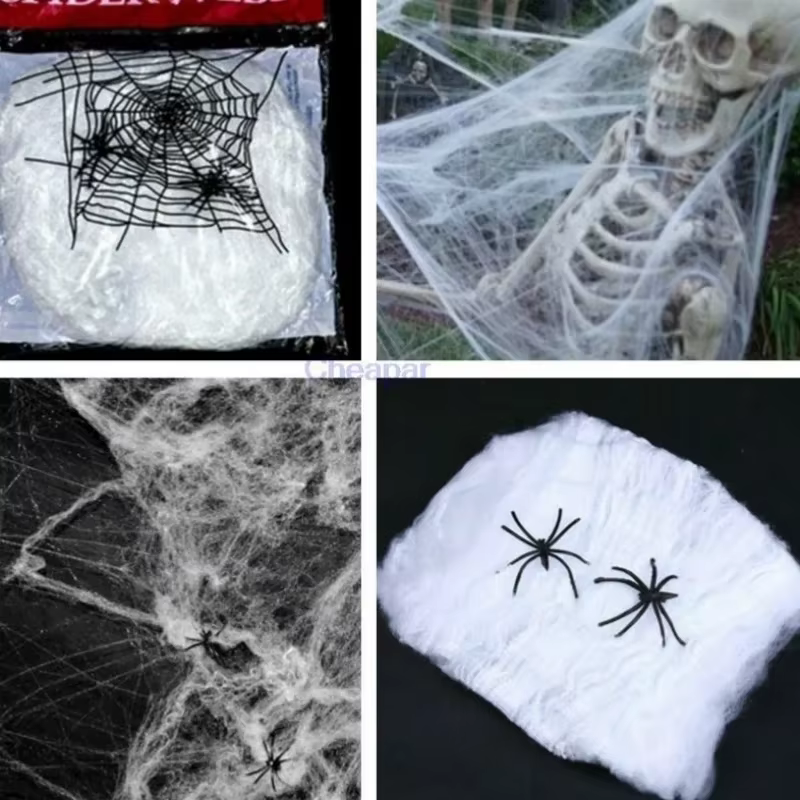 Telaraña elástica de algodón para decorar Halloween y fiestas de terror - imagen 5