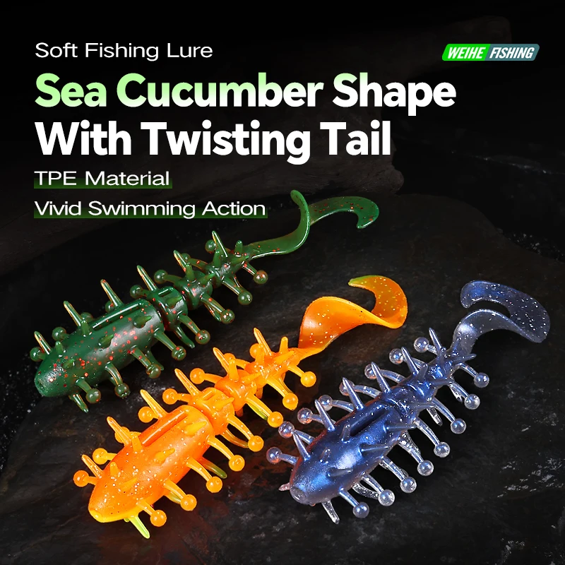 Señuelo suave WEIHE Curly Tail tipo “sea cucumber” con cola ondulante