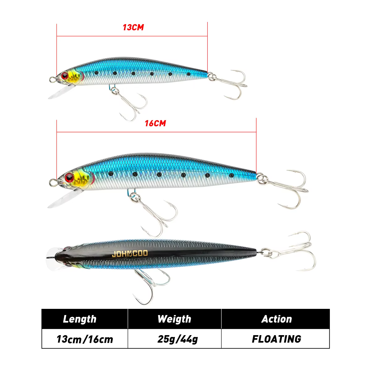 Señuelo Minnow Flotante Johncoo – Jerkbait 13-16 cm - imagen 4