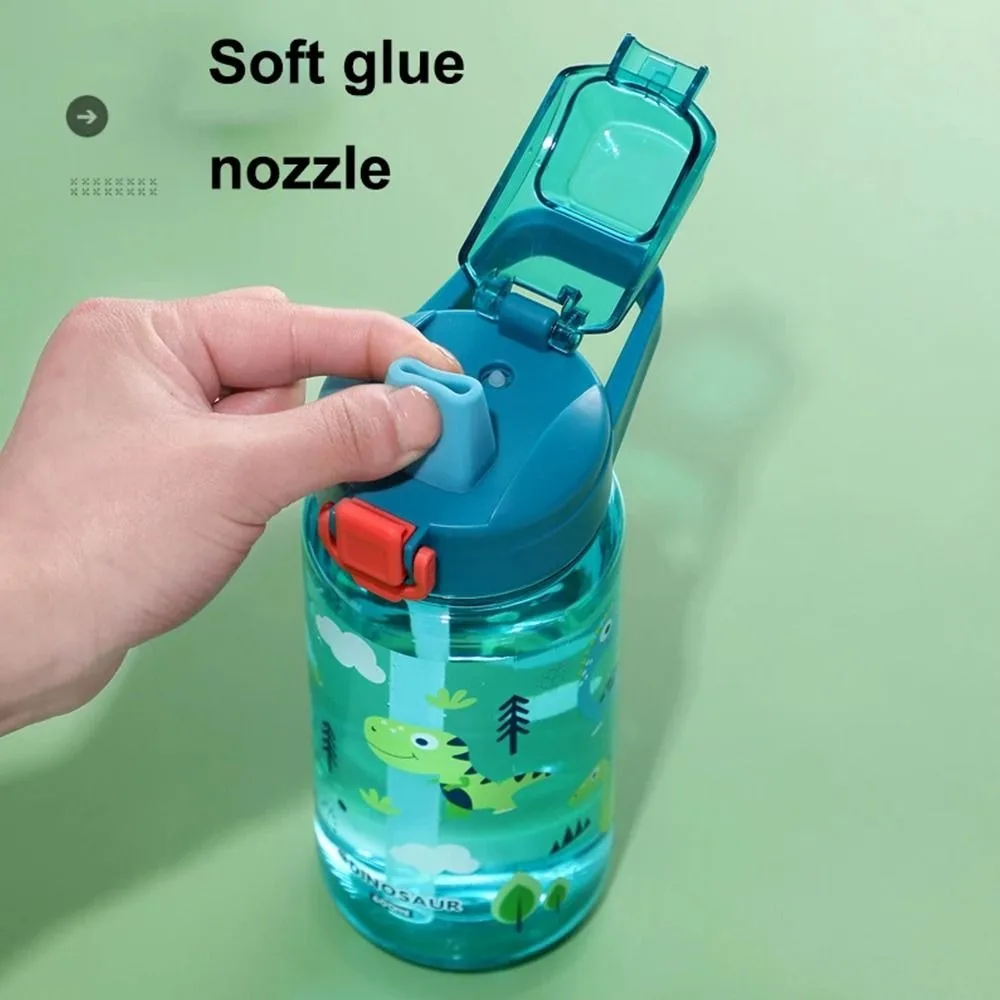 Botella de agua dinosaurio con pajita de silicona antifugas