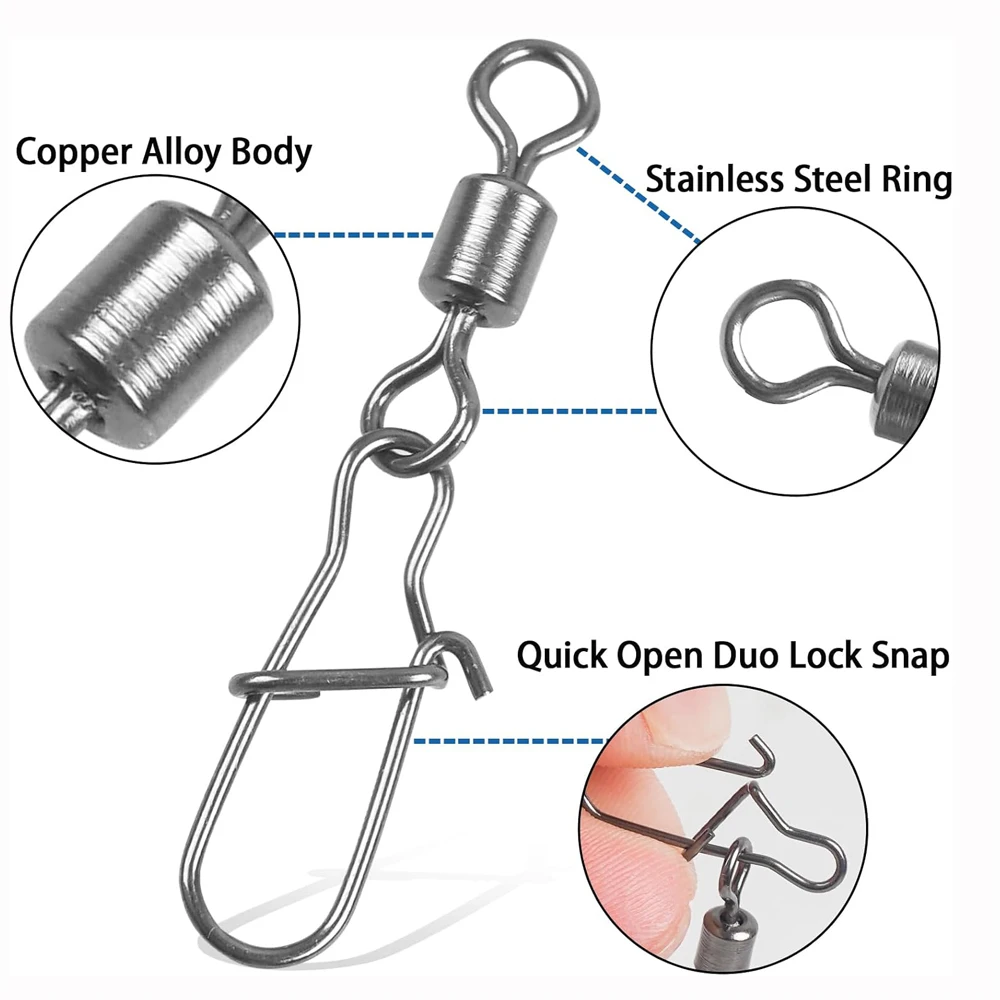 Giratorios con mosquetón Duo Lock acero inoxidable para pesca - imagen 3