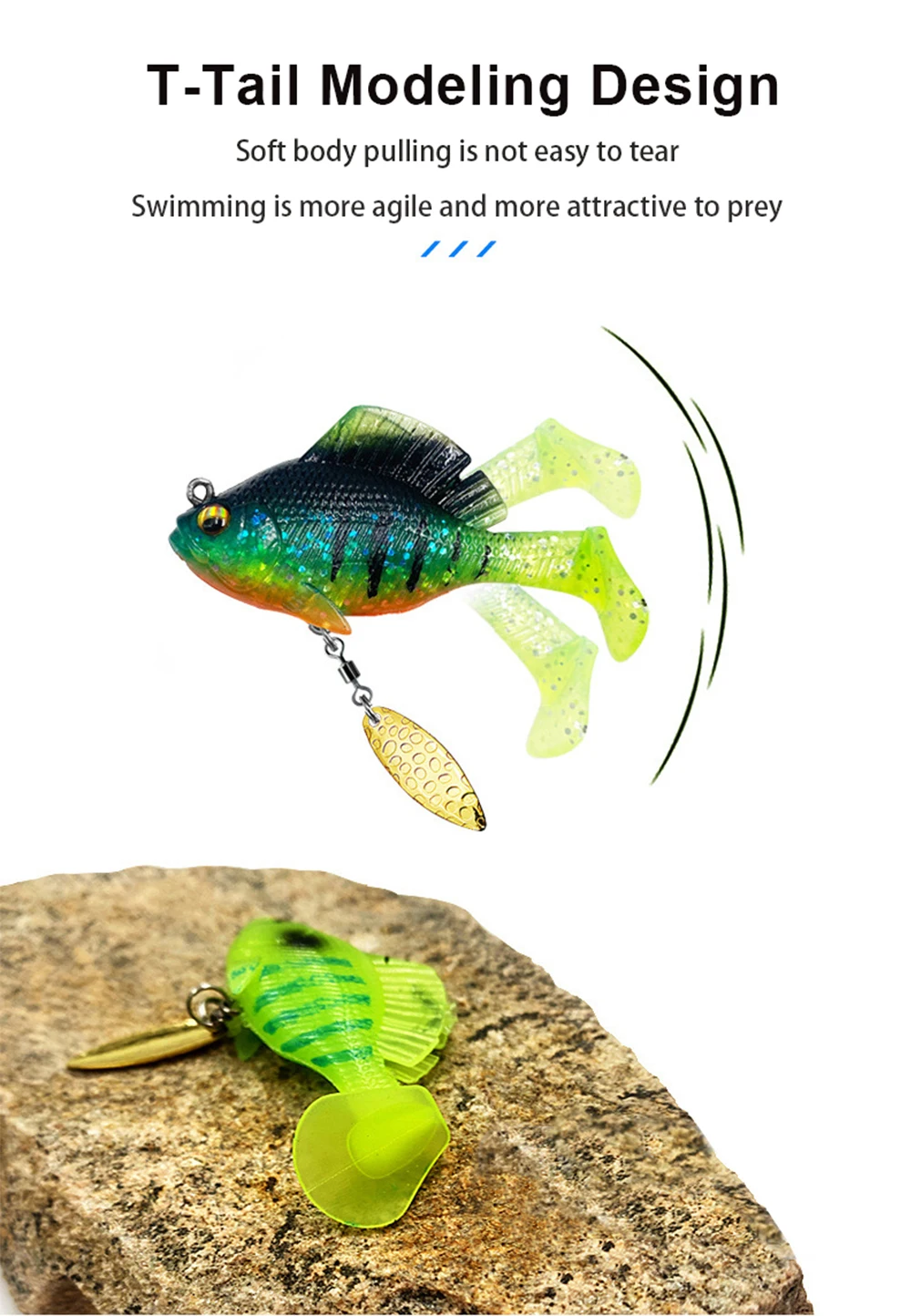 Múltiples ángulos y colores del swimbait