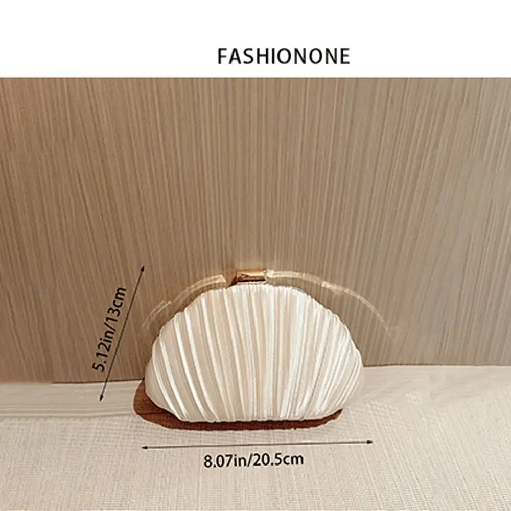 Bolso de noche lujo diseño concha y cadena plisada
