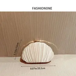 Bolso de noche lujo diseño concha y cadena plisada