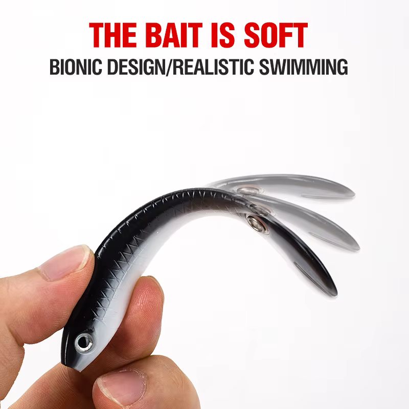 Topline Tackle Señuelos blandos de silicona con cola oscilante Loach - imagen 3