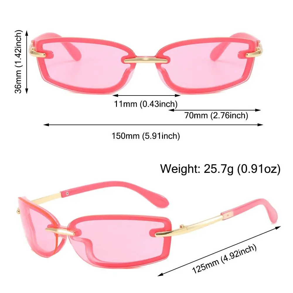 Gafas de sol cuadradas sin montura caramelo Y2K con protección UV - imagen 3