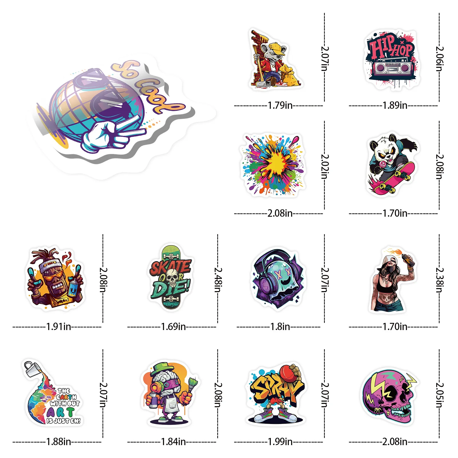 Pegatinas graffiti Spray – Dibujos animados impermeables para móvil - imagen 2