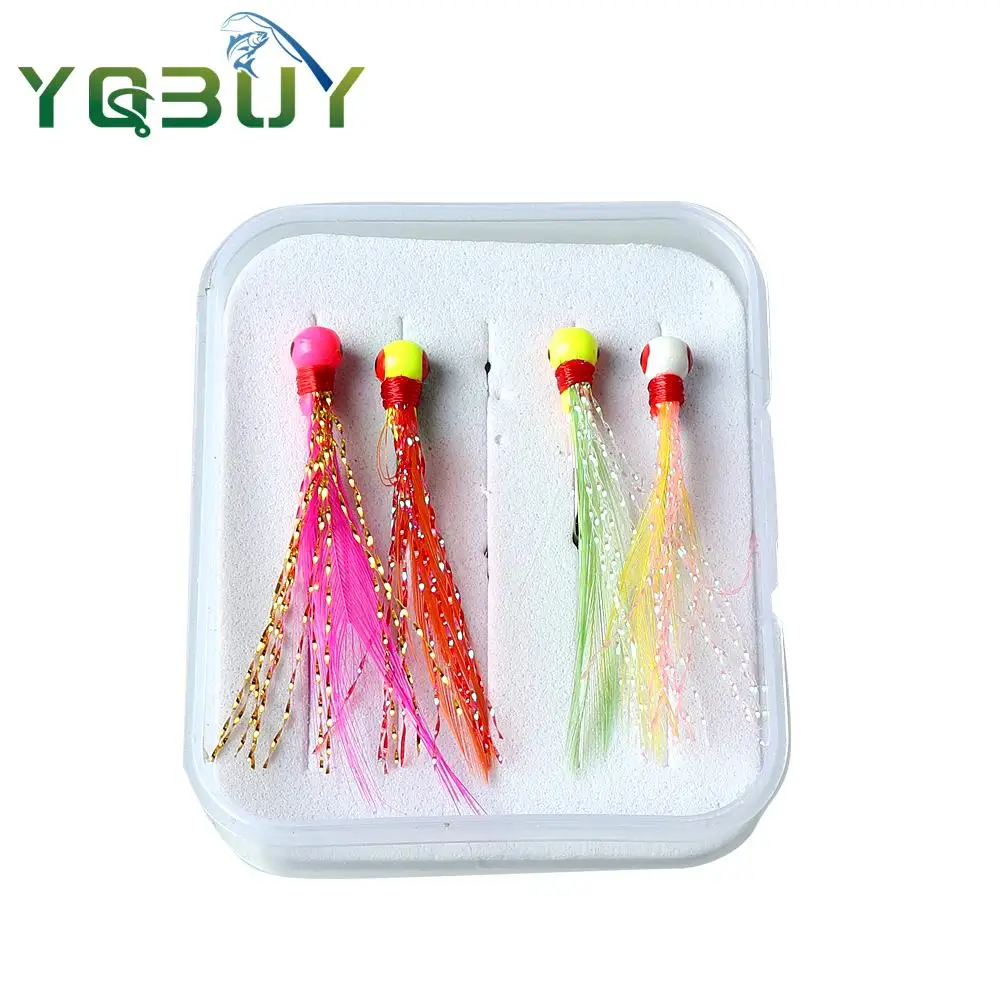 Mini Jigs con cabeza redonda y pluma para pesca con mosca - imagen 4