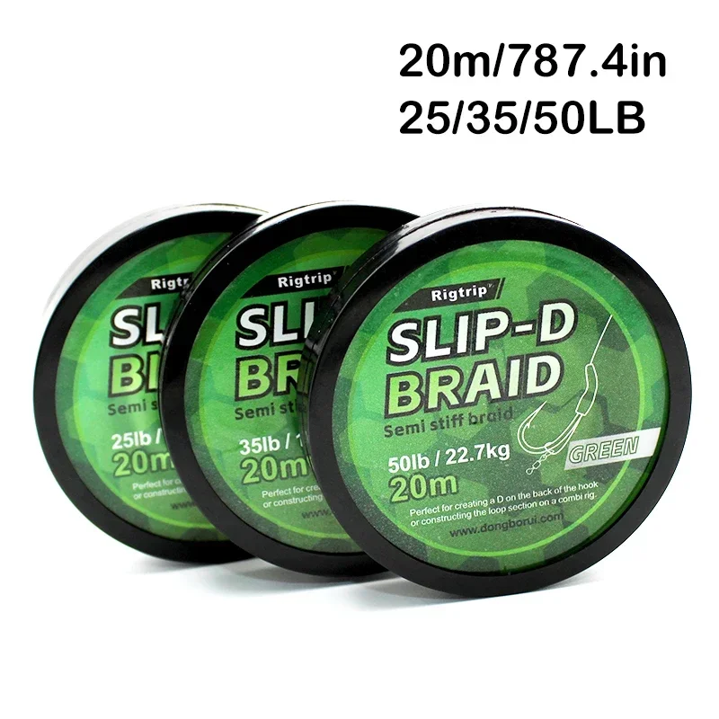 Línea trenzada semi rígida Slip-D verde resistente para pesca de carpa - imagen 5