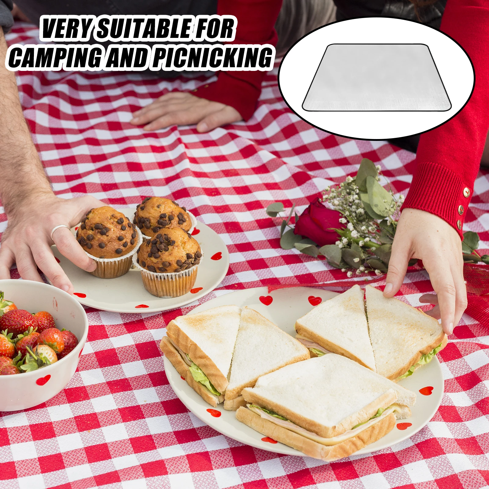 Alfombra de camping impermeable doble cara con aluminio, plegable - imagen 3