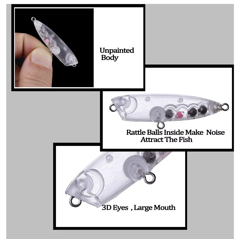 Chan'sHuang Mini Popper Sonajero Blanco – Topwater - imagen 2