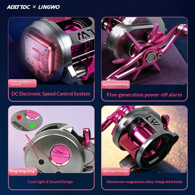 Carrete de pesca LW A007 DC con freno electrónico y rodamientos - imagen 4