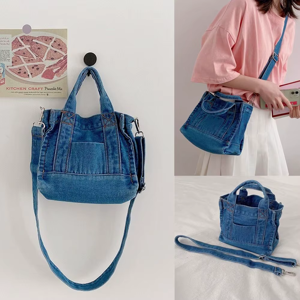 Bolso Bandolera de Lona y Mezclilla Casual para Mujer - imagen 4