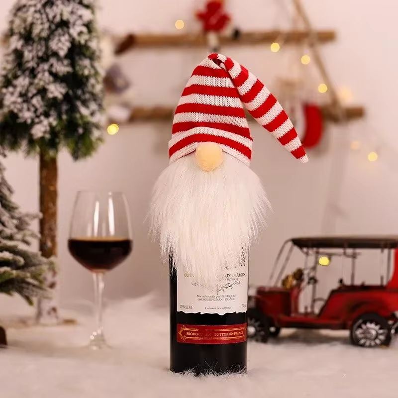 Cubierta de botella de vino Papá Noel de lana Adorno navideño