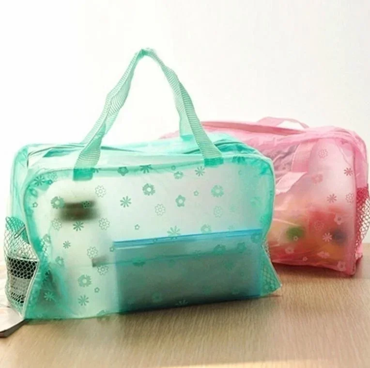 Bolsa de maquillaje portátil color sólido ligera para viaje organizador