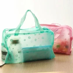 Bolsa de maquillaje portátil color sólido ligera para viaje organizador