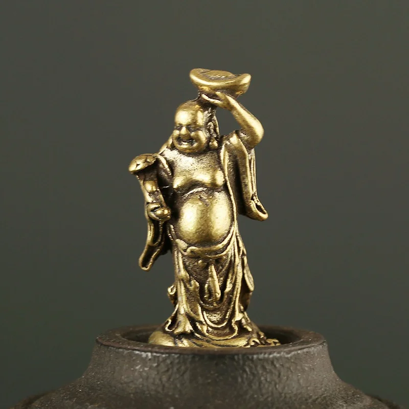 Miniatura Buda Maitreya de cobre vista frontal