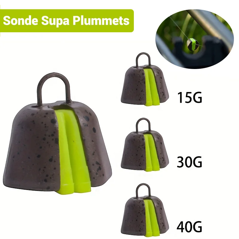 Plomo de carp fishing visto desde arriba, forma redondeada tradicional