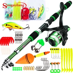 Sougayilang Combo Caña Telescópica 1.8m y Carrete 5.2:1 – Kit Pesca